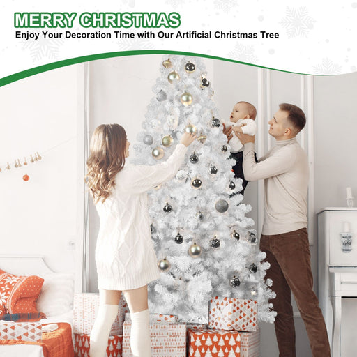 5FT White Artificial Christmas Tree — Memory Wire, 498 Tips, Hinged, No Fluffing, Metal Stand - Monsta Online