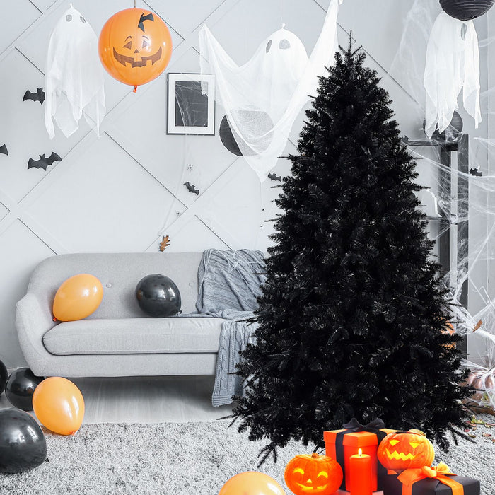 9FT Pre - Lit Black Artificial Christmas Tree — 3176 PE/PVC Tips, 750 Lights, Hinged - Monsta Online