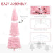 8FT Pink Pencil Artificial Christmas Tree — 1168 Douglas Fir Tips, Unlit, Auto - Open, Slim, Steel Base - Monsta Online