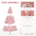 6FT Pink Flocked Pre - Lit Artificial Christmas Tree — 250 Warm White LEDs, 1000 Tips, Hinged, Metal Base - Monsta Online