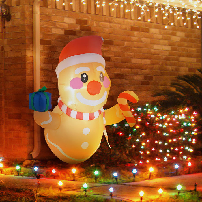 3FT Prelit Hanging Inflatable Gingerbread Man with LED Lights - Outdoor Christmas Window Decoration - Monsta Online