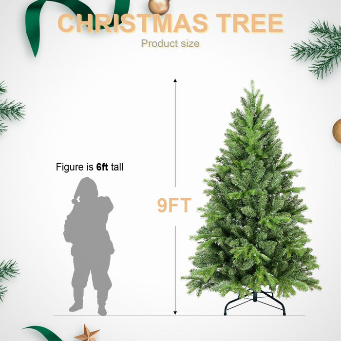 7.5FT Artificial Christmas Tree — Full, 1599 Tips, PE+PVC, Hinged, Metal Stand - Monsta Online