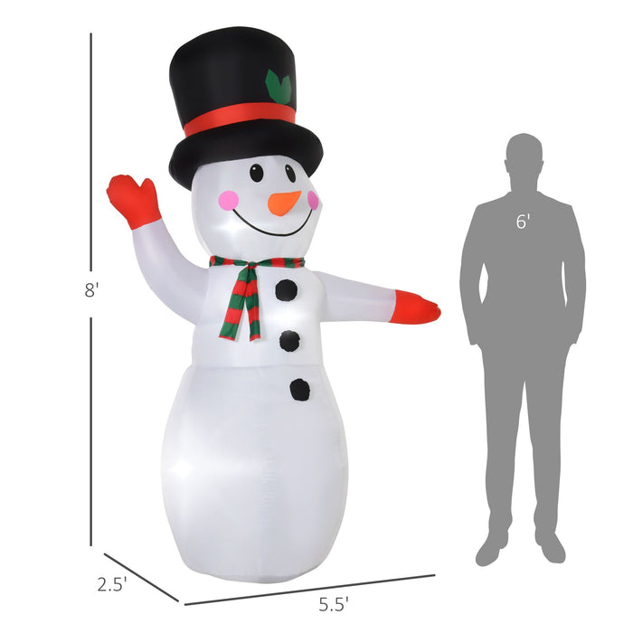 8FT Prelit Inflatable Snowman with LED Lights - Outdoor Christmas Decoration - Monsta Online