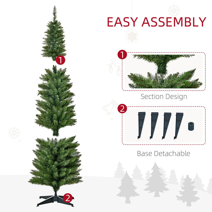 6FT Noble Fir Pencil Pre - Lit Artificial Christmas Tree — 200 Warm White LEDs, 390 Tips, Slim Space - Saving - Monsta Online