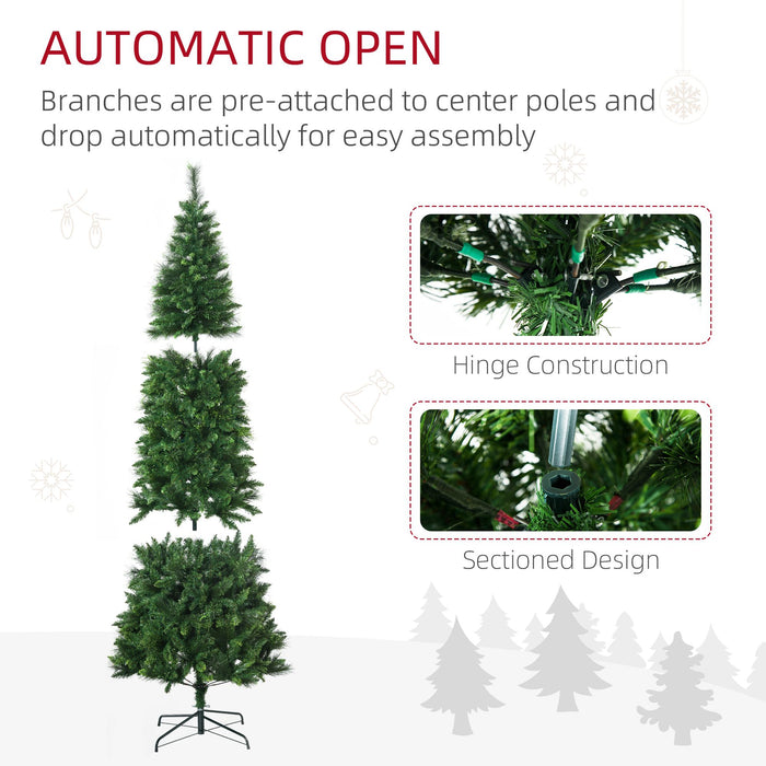 7.5FT Pencil Artificial Christmas Tree — 1075 Tips, Unlit, Auto - Open, Slim Space - Saving, Steel Base - Monsta Online