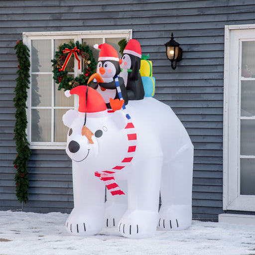 7FT Prelit Inflatable Polar Bear with Penguins and LED Lights - Outdoor Christmas Decoration - Monsta Online