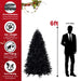 6FT Pre - Lit Black Artificial Christmas Tree — 1460 Tips, 350 Lights, Hinged Metal Stand - Monsta Online