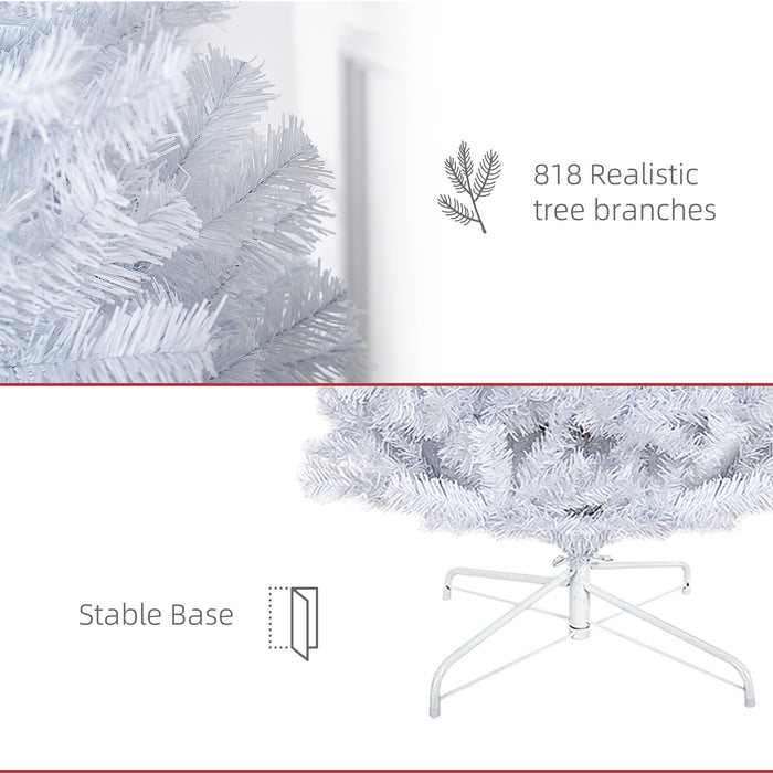 7FT White Pencil Artificial Christmas Tree — 818 Tips, Unlit, Auto - Open, Space - Saving, Steel Base - Monsta Online