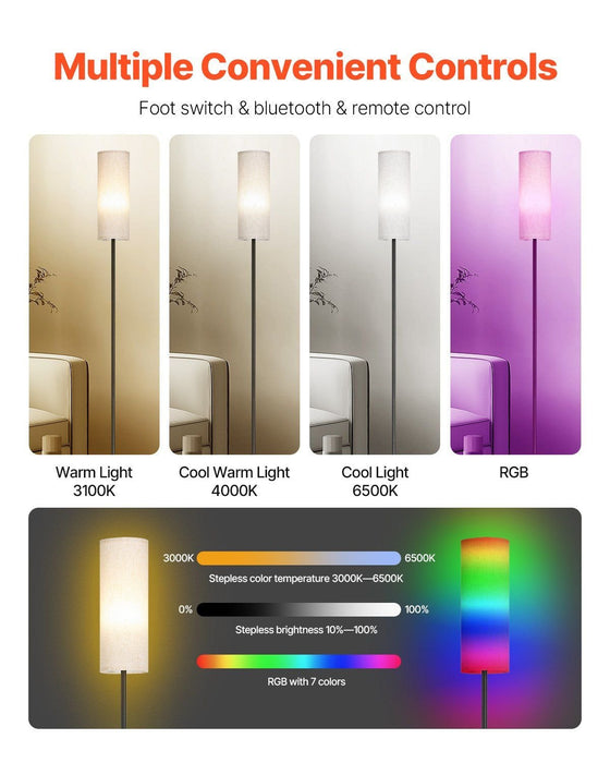 Modern Color Adjustable Floor Lamp - Remote Control & Dimming Function for Living Rooms - Monsta Online