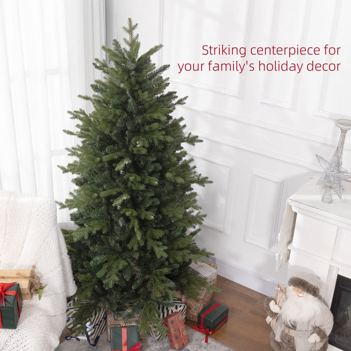 6FT Flocked Artificial Christmas Tree — 1821 Tips, Unlit, Auto - Open Hinged, Wide Full Shape, Metal Base - Monsta Online