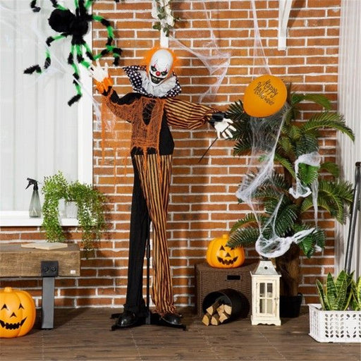 5.4ft Animatronic Halloween Clown – Motion and Sound Activated with Talking, Laughing, Moving Head and Arms - Monsta Online