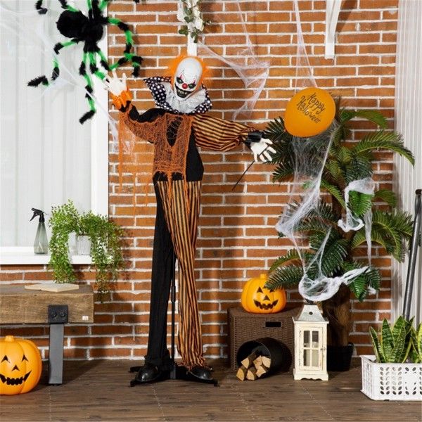 5.4ft Animatronic Halloween Clown – Motion and Sound Activated with Talking, Laughing, Moving Head and Arms - Monsta Online