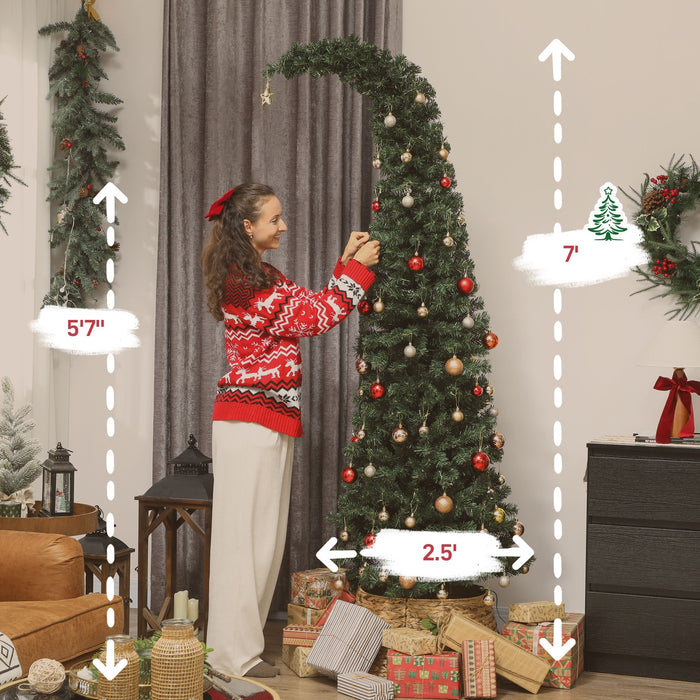7FT Whimsical Bent Top Pre - Lit Artificial Christmas Tree — 300 Warm White LEDs, 777 Tips, 8 Modes - Monsta Online