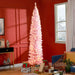 8FT Pink Pre - Lit Pencil Artificial Christmas Tree — 300 Warm White LEDs, 618 Tips, Slim, Steel Base - Monsta Online