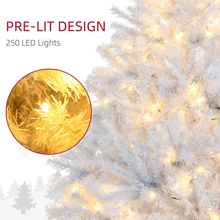 6FT White Pre - Lit Artificial Christmas Tree — 250 Warm White LEDs, 859 Tips, Auto - Open Hinged, Full Shape - Monsta Online