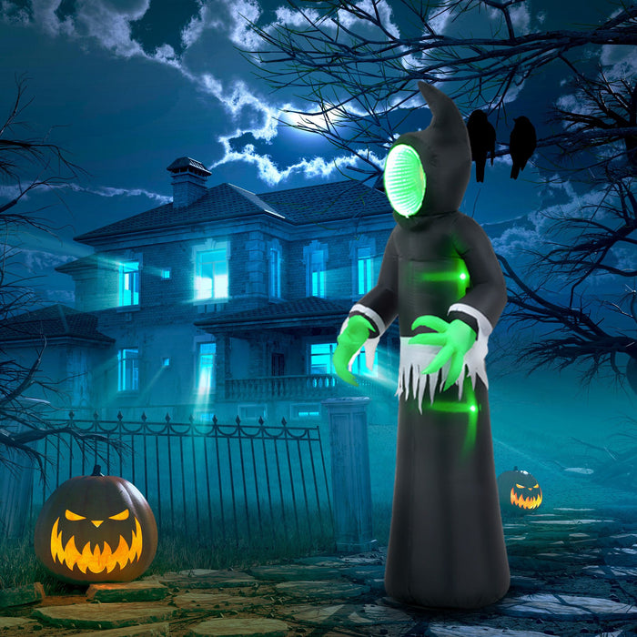 8ft Inflatable Halloween Mirror Face Ghost with LED Lights - Monsta Online