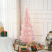 5FT Pink Snow Flocked Pencil Pre - Lit Artificial Christmas Tree — 160 Warm White LEDs, 294 Tips, Space - Saving - Monsta Online