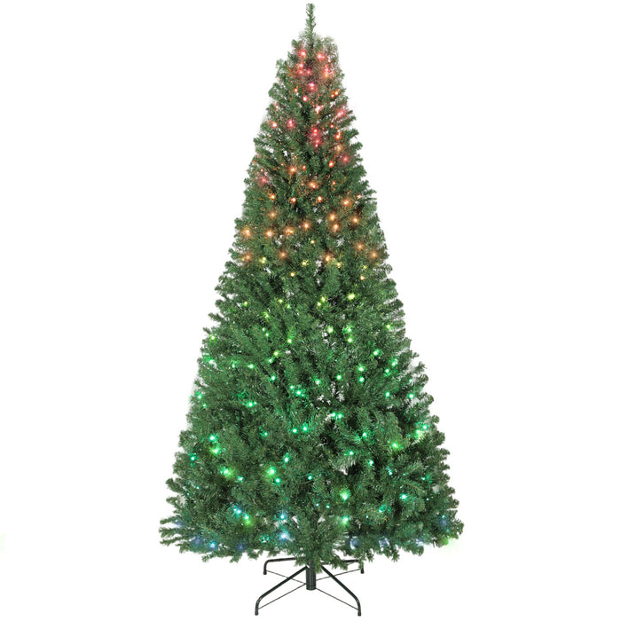 7.5FT Pre - Lit Artificial Christmas Tree — 450 RGB LED Lights, Remote Control, Timer, Hinged - Monsta Online