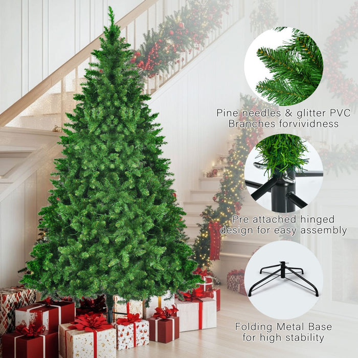 4FT, 6FT, 8FT Pre - Lit Green Pine Artificial Christmas Tree Set — Warm LED, Full Shape, Hinged, PVC - Monsta Online
