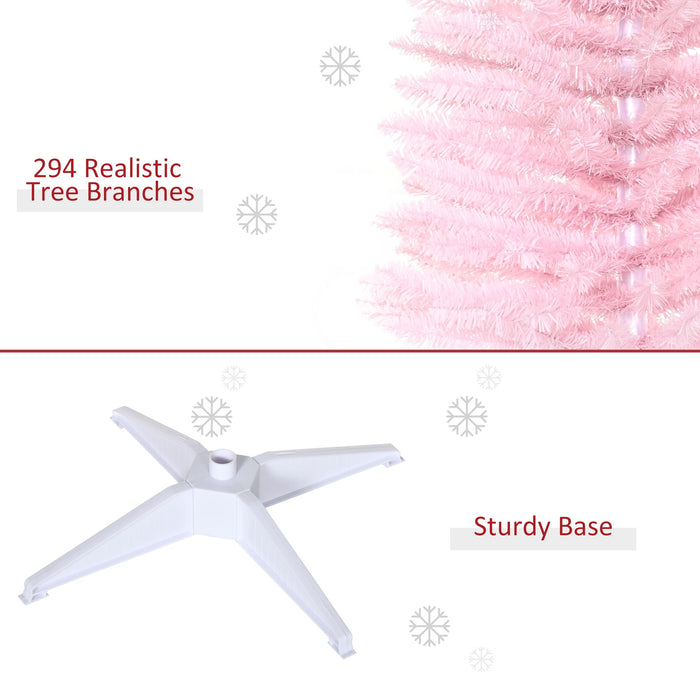 5FT Pink Pencil Artificial Christmas Tree — 294 Tips, Unlit, Slim Space - Saving, Realistic, Plastic Base - Monsta Online