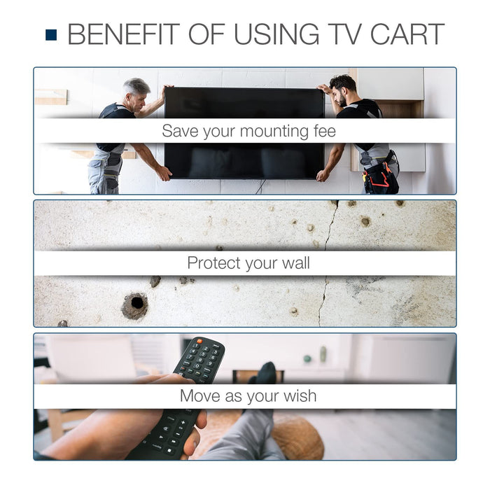 Heavy Duty Rolling TV Stand 55–85 Inch with Lockable Wheels and Adjustable Laptop Shelf - Monsta Online