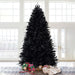 5FT Pre - Lit Black Artificial Christmas Tree — 250 White LED, 1076 Tips, PE+PVC, Hinged, Metal Stand - Monsta Online