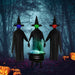 5.2ft Sound Activated Halloween Animatronic Black Witch – with Color - Changing LED Head and Creepy Sounds - Monsta Online
