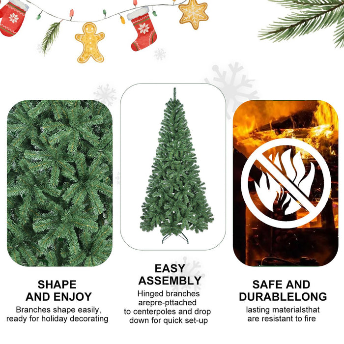 6FT Unlit Artificial Christmas Tree — 500 Tips, Hinged, Folding Metal Stand - Monsta Online