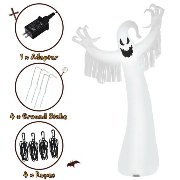12FT Halloween Inflatable Ghost with LED Lights – Giant Blow Up Yard Decoration - Monsta Online
