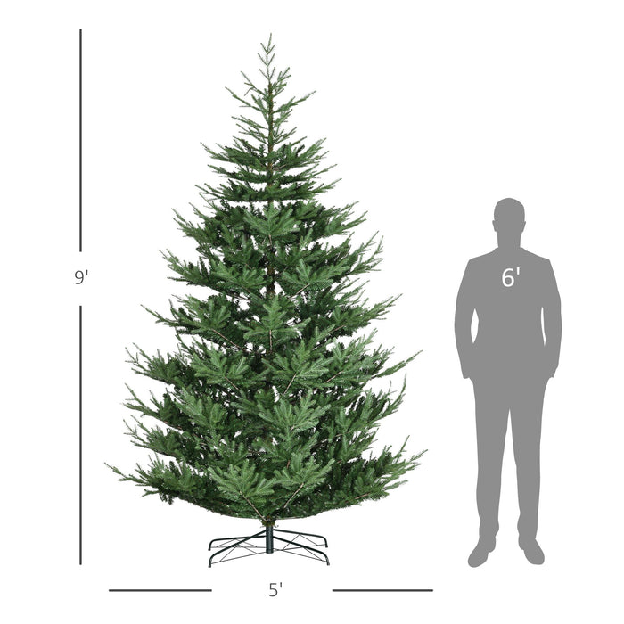 9FT Full Artificial Christmas Tree — 1939 Tips, Unlit, Auto - Open Hinged, Nordic Pine, Steel Base - Monsta Online