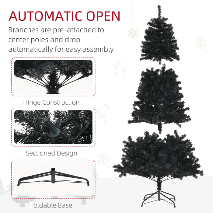 9FT Black Artificial Christmas Tree — 2132 Tips, Auto - Open Hinged, Full Shape, Steel Base - Monsta Online