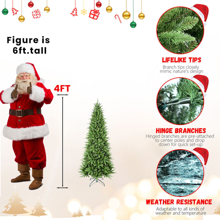 4FT Unlit Artificial Christmas Tree — 424 PE/PVC Tips, Hinged, Foldable Metal Base - Monsta Online