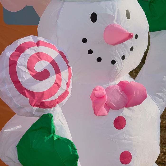 10FT Prelit Inflatable Gingerbread House Archway with Snowman and LED Lights - Outdoor Christmas Decoration - Monsta Online