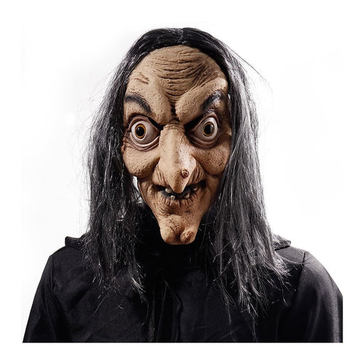 Halloween Old Witch Mask – Scary Latex Sorceress Mask with Hair for Cosplay and Parties - Monsta Online
