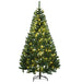6FT Pre - Lit Artificial Christmas Tree — 250 Warm White LED Lights, 1000 Tips, Hinged, Metal Base - Monsta Online