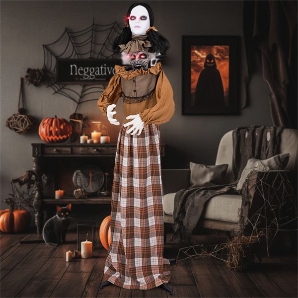5.4ft Animatronic Halloween Witch – Motion and Sound Activated Pop - Up with Flashing Eyes and Screeching Laugh - Monsta Online