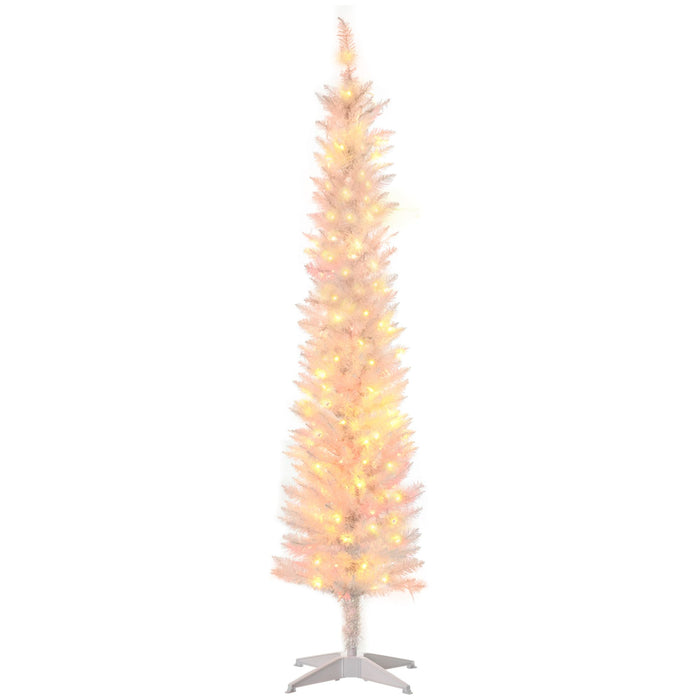 6FT White Pencil Pre - Lit Artificial Christmas Tree — 200 Multi - Color LEDs, 360 Tips, 8 Light Modes, Steel Base - Monsta Online