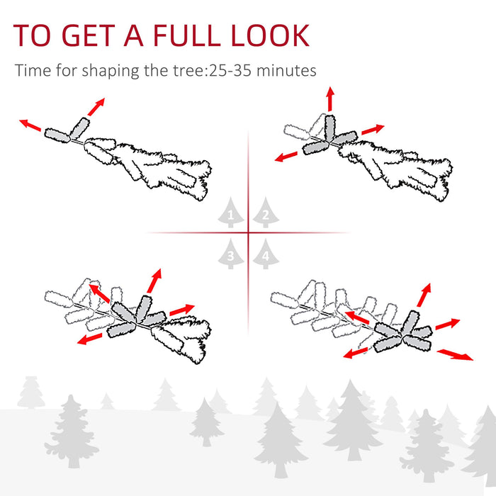 9FT Snow Flocked Pre - Lit Artificial Christmas Tree — 550 Warm White LEDs, 988 Tips, Hinged, Steel Base - Monsta Online