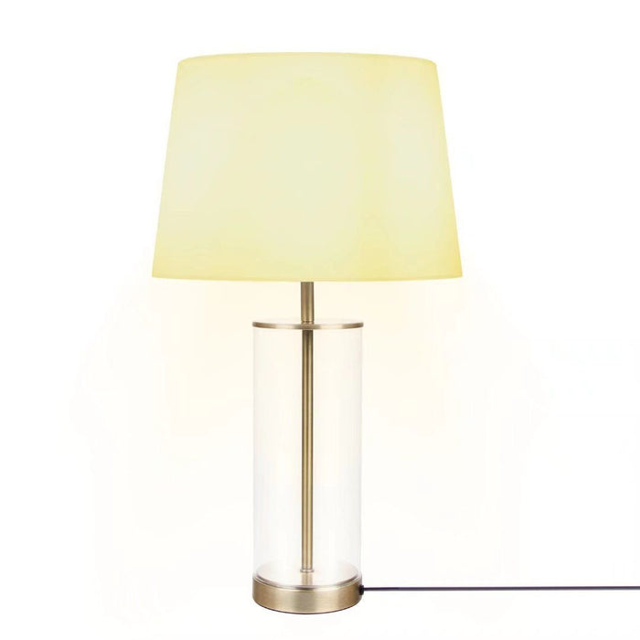 Premium 23" Brass Table Lamp with Glass Accent Base and Soft Fabric Shade - Monsta Online