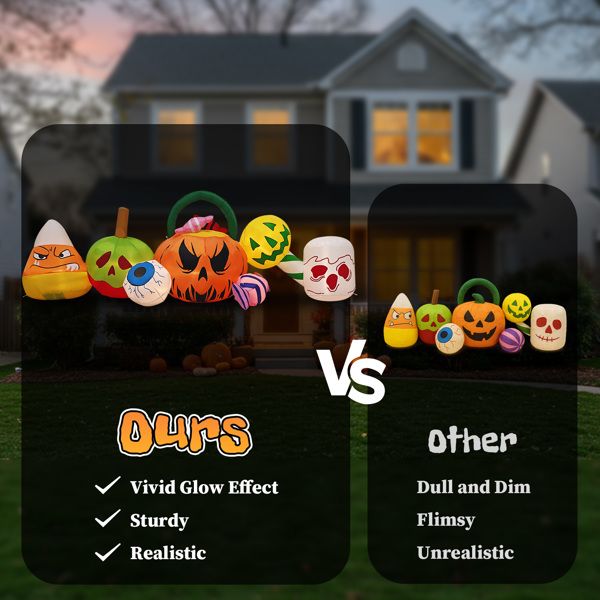 8FT Halloween Inflatable Pumpkins Eyeball Candy with Built - in LED Lights - Monsta Online