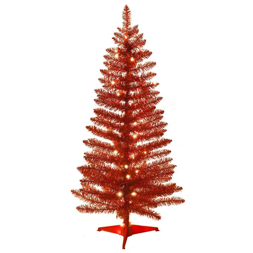 4FT Pre - Lit Red Artificial Christmas Tree — 112 Tips, 50 Lights, Mini Tabletop with Stand - Monsta Online