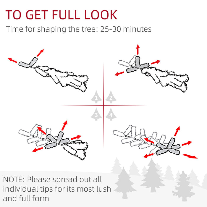 8FT Snow Flocked Pencil Artificial Christmas Tree — 603 Tips, Unlit, Slim Space - Saving, Metal Base - Monsta Online