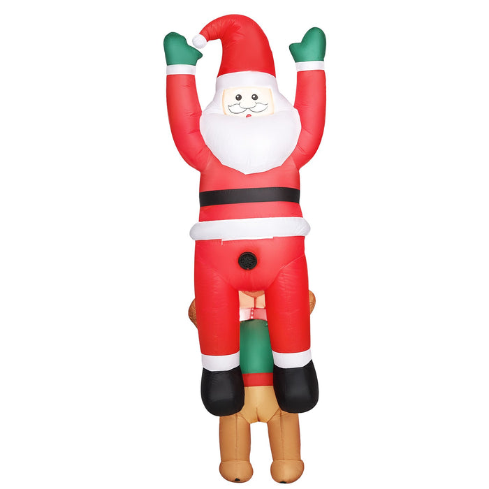 7FT Prelit Hanging Inflatable Santa with Playful Dog and LED Lights - Outdoor Christmas Decoration - Monsta Online