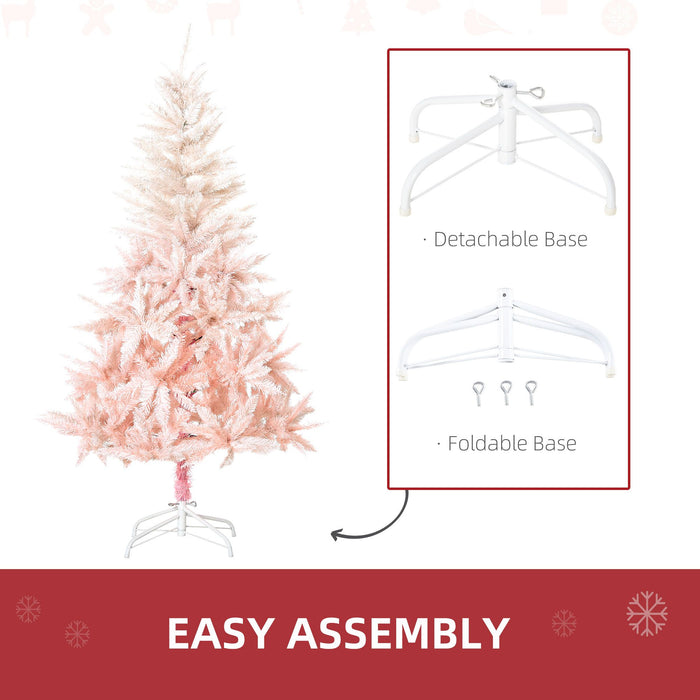 5FT Pink Pencil Artificial Christmas Tree — 450 Tips, Unlit, Slim Space - Saving, Auto - Open, Metal Base - Monsta Online