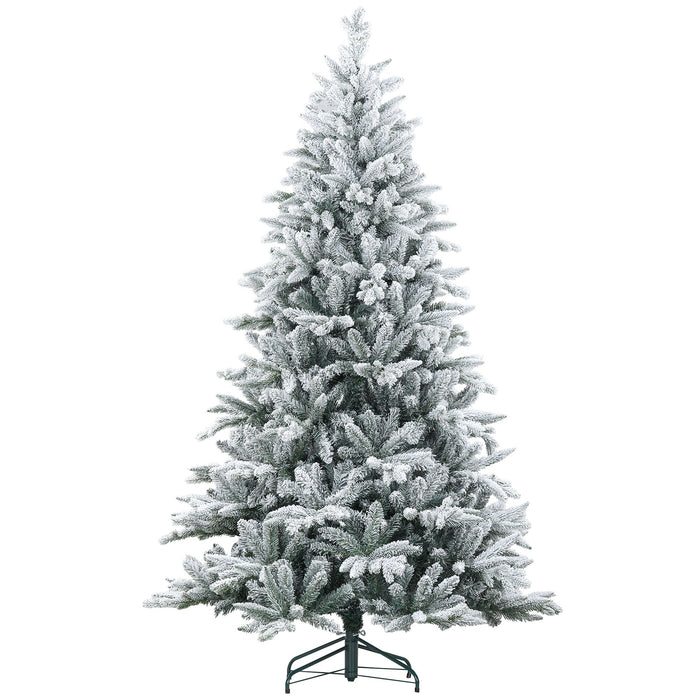 7FT Snow Flocked Artificial Christmas Tree — 1401 Tips, Auto - Open Hinged, Metal Stand - Monsta Online