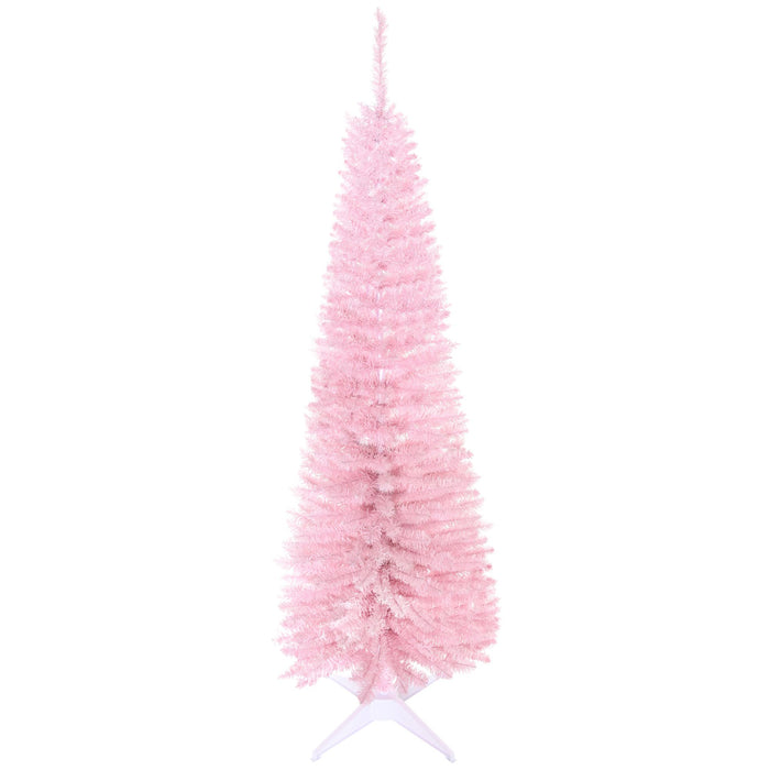 5FT Pink Pencil Artificial Christmas Tree — 294 Tips, Unlit, Slim Space - Saving, Realistic, Plastic Base - Monsta Online