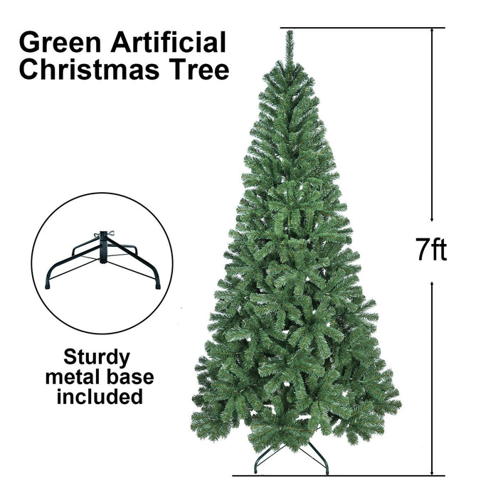 7FT Unlit Artificial Christmas Tree — 774 Tips, Hinged, Foldable Metal Stand - Monsta Online