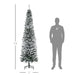 7.5FT Snow Flocked Pencil Artificial Christmas Tree — 738 Tips, Unlit, Slim Space - Saving, Metal Base - Monsta Online