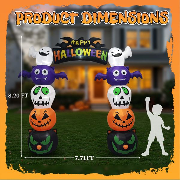 8.2FT Halloween Inflatable Pumpkin Archway with LED Lights – Giant Blow Up Halloween Decoration - Monsta Online