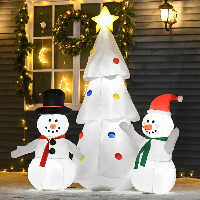 6FT Prelit Inflatable Christmas Tree with Star & Snowmen and LED Lights - Outdoor Christmas Decoration - Monsta Online